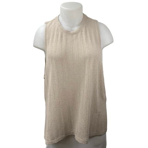 H&M Women's Cream Tan Crewneck Sleeveless Knit Sweater Coverup Tank Top Size XXL - Picture 1 of 5